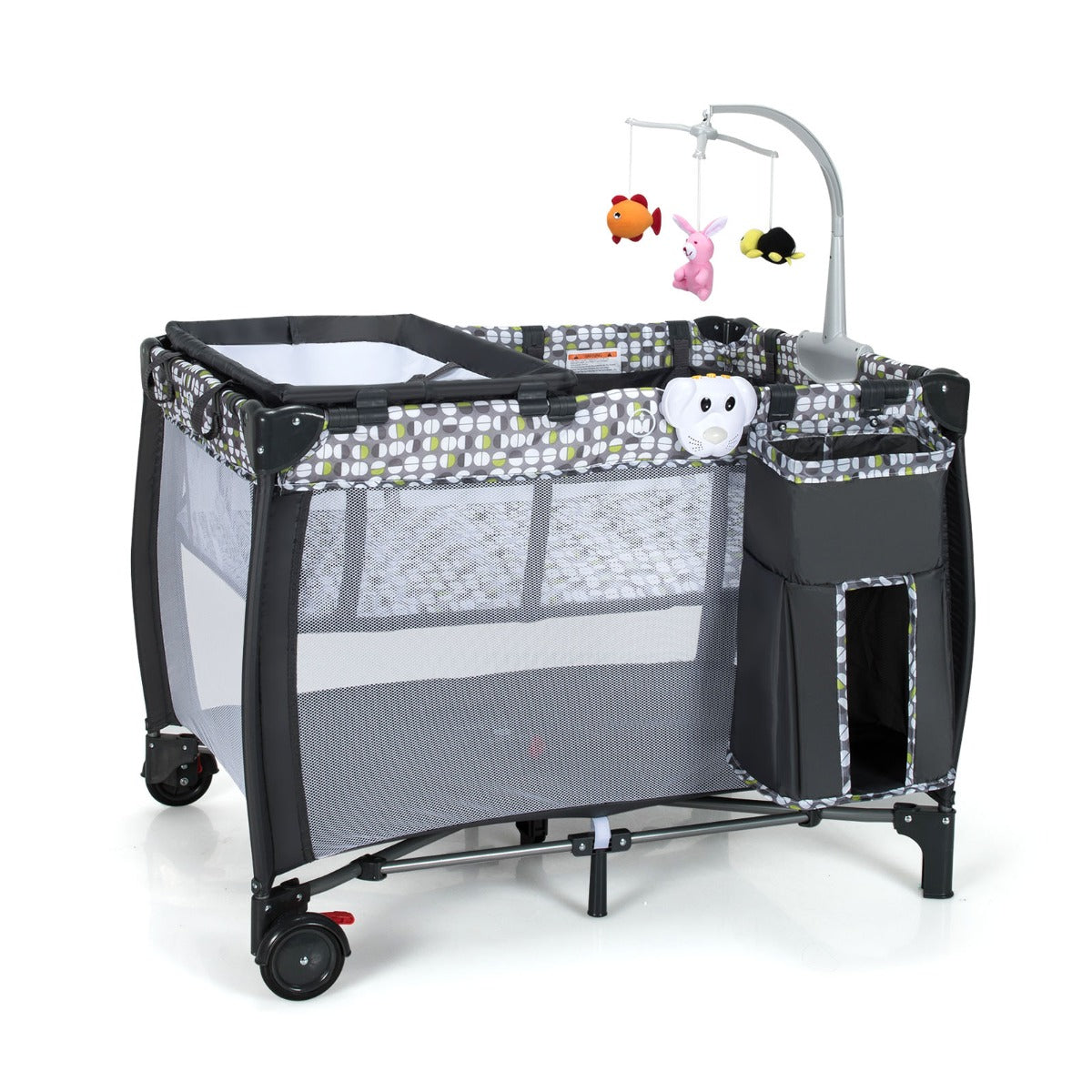 NNECW 3 in 1 Baby Portacot with Bassinet & Changing Table-1