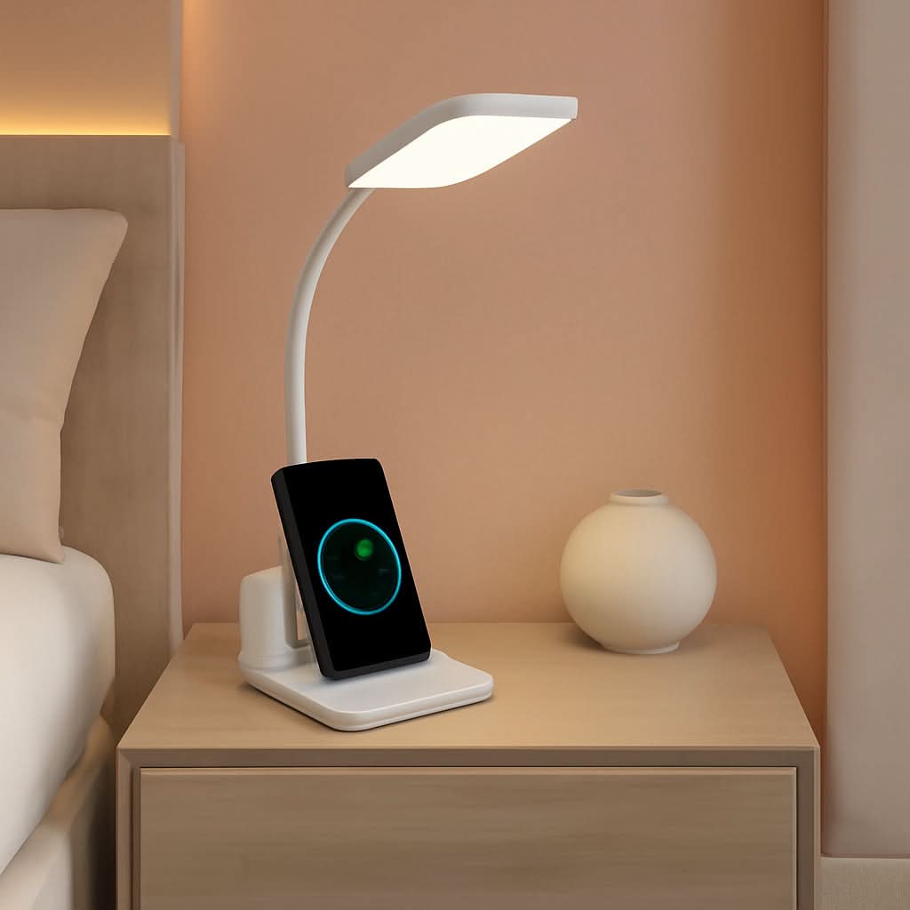 LED Desk Lamp With Wireless Charger White 800 Lumen-0