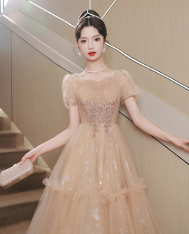 French Retro Sweet Fairy Dress with Heavy Embroidery