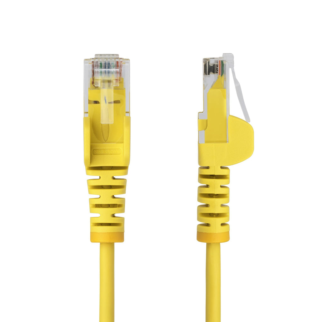 Star Tech 7m Yellow Slim CAT6 Ethernet Cable, Snagless, 100W PoE, UTP, LSZH, 28AWG Pure Bare Copper Wire, Slim RJ45 Network Patch Cord w/Strain Reliefs, Individually Tested