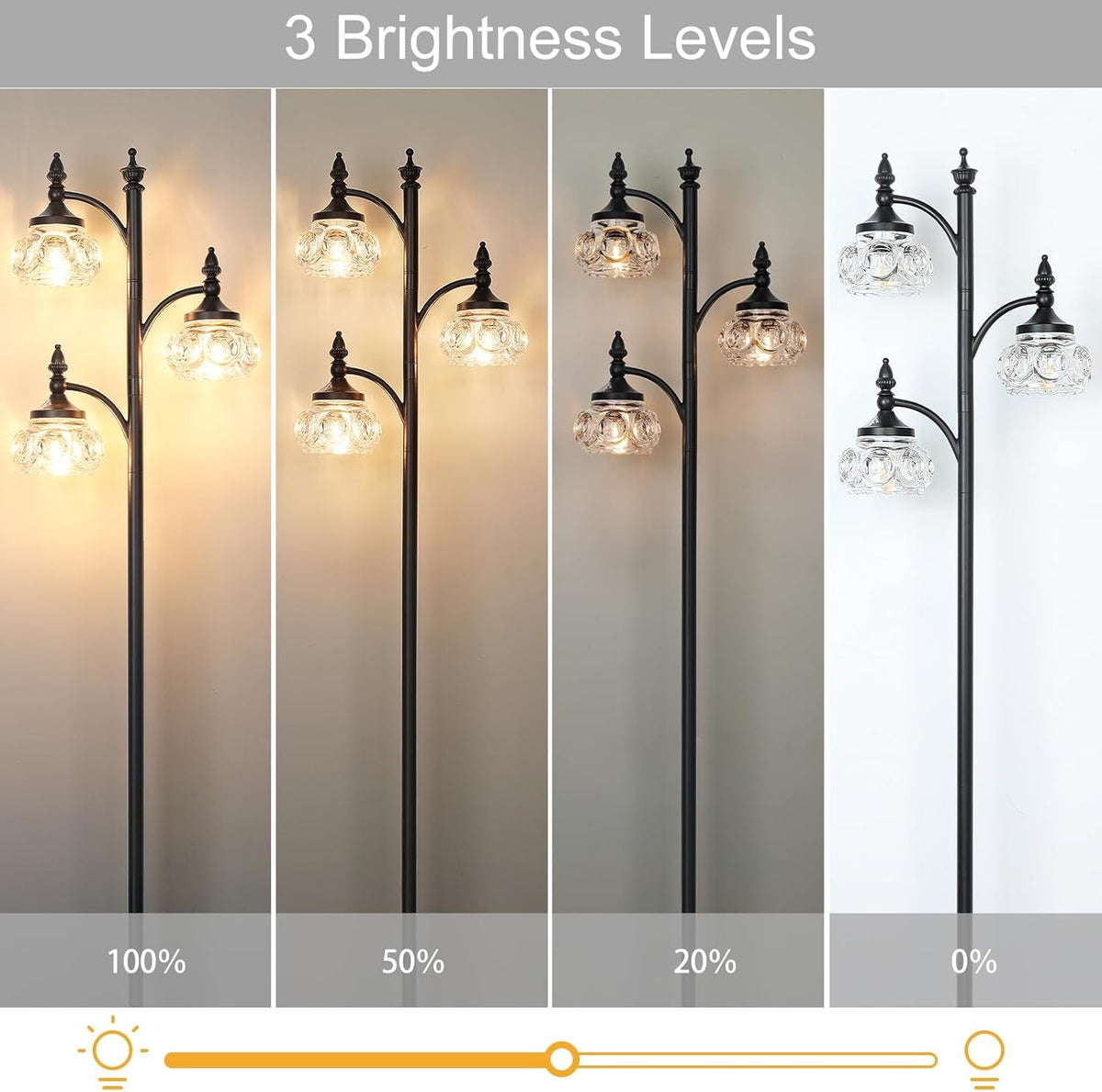 Black Floor Lamp Dimmable Illuminated Standing Light-2