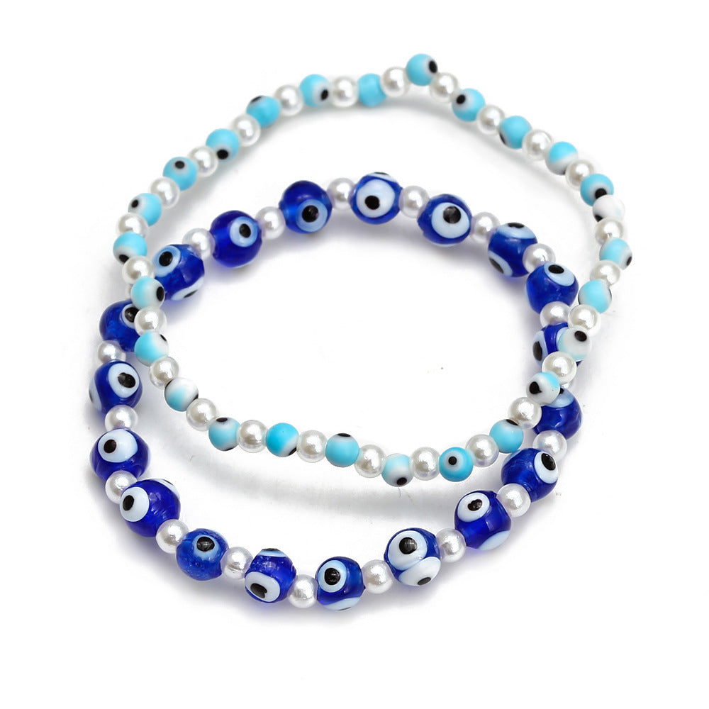 Women's New Eye Beads Bracelet Set