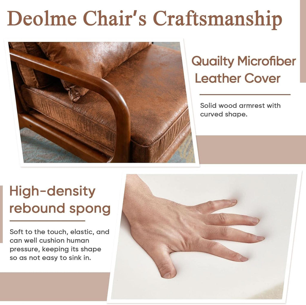 Brown Microfiber Midcentury Modern Accent Chair Set-3