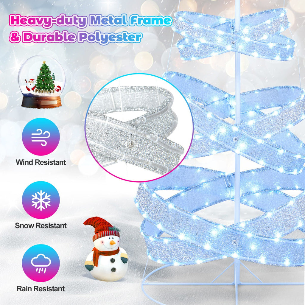 NNECW 210 cm Outdoor Spiral Christmas Tree with 341 LED Lights for Party-4