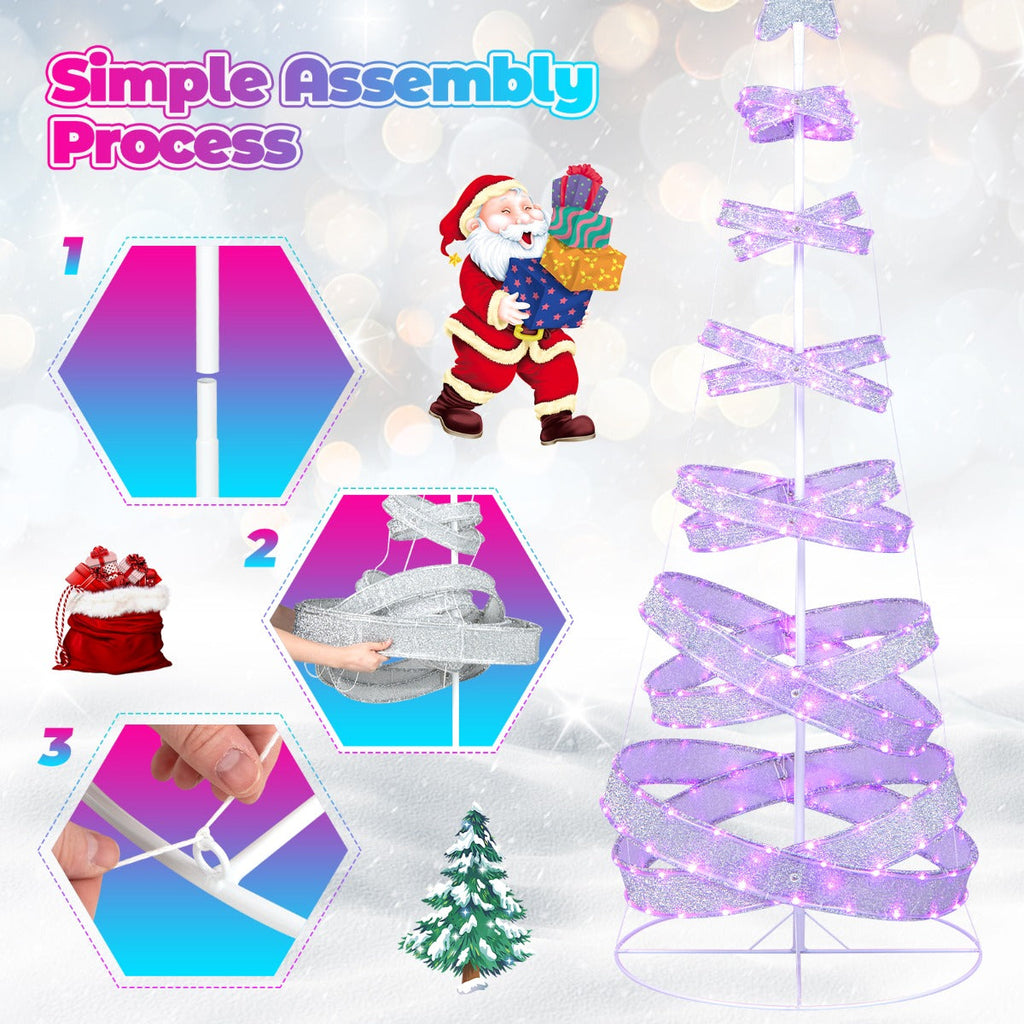 NNECW 210 cm Outdoor Spiral Christmas Tree with 341 LED Lights for Party-2