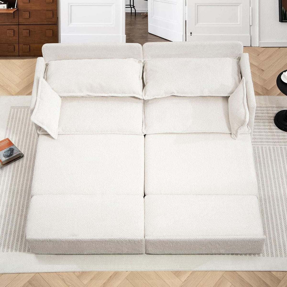 Convertible King Sofa Bed with USB Charging and Pockets-1
