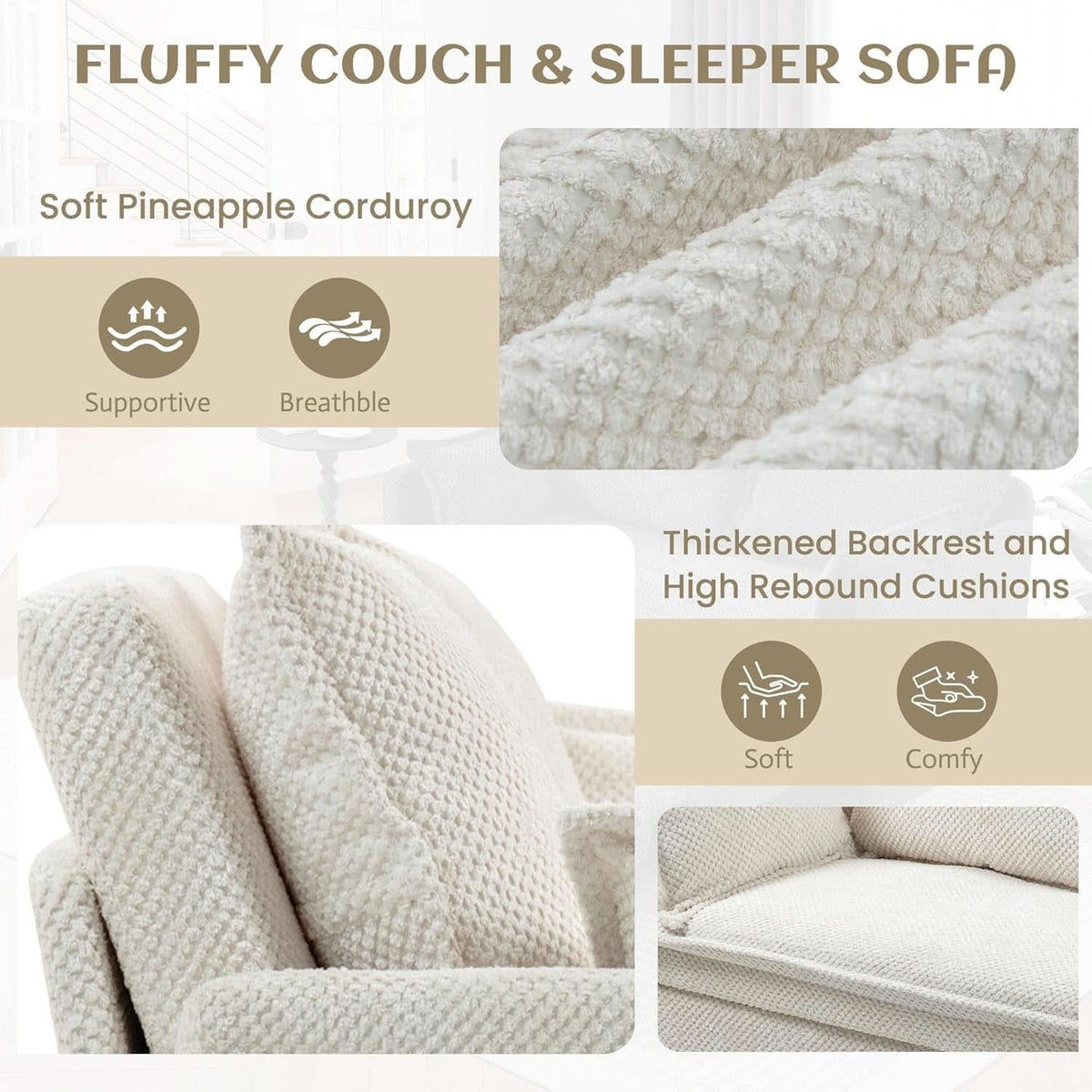 Convertible King Sofa Bed with USB Charging and Pockets-3