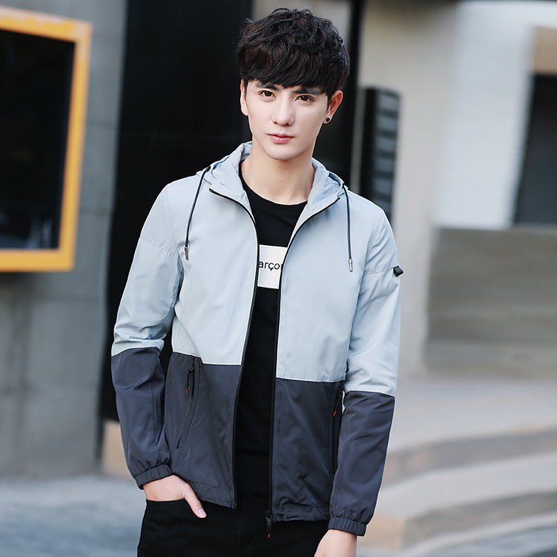 Spring Youth Slim Fit Color-Block Jacket for Men