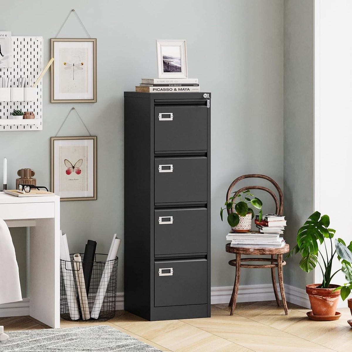 Four Drawer Filing Cabinet With Lock For Home Office-1