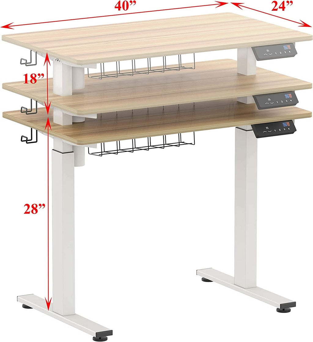 Oak Electric Height Adjustable Standing Desk 40x24-2