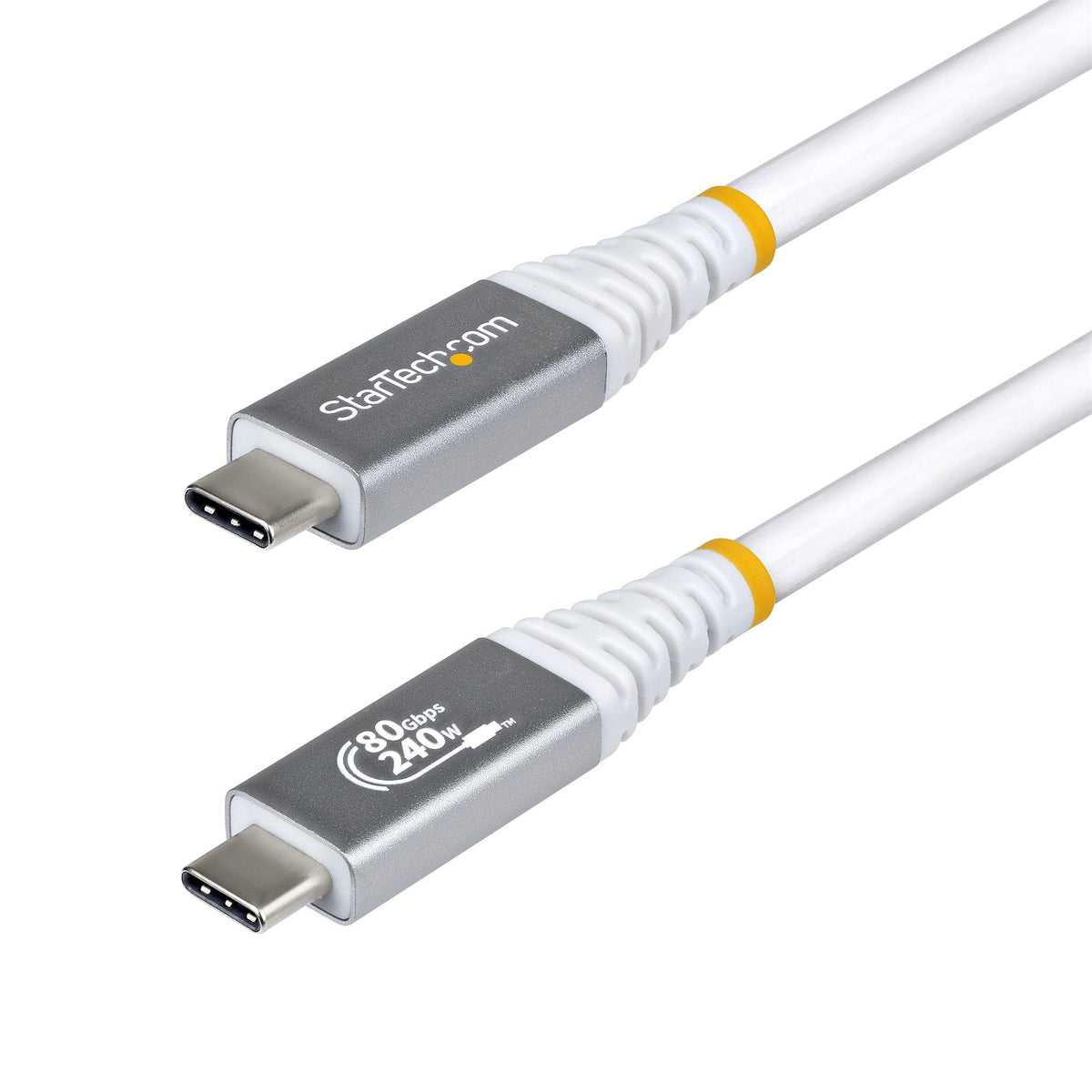 Star Tech 1.5m (5ft) USB4 Cable, 80Gbps, USB-IF Certified USB-C Cable, 240W PD, 8K 120Hz/4K 240Hz DP2.1 DP80, TPE Jacket, Thunderbolt 4 Compatible - White USB-C Cord