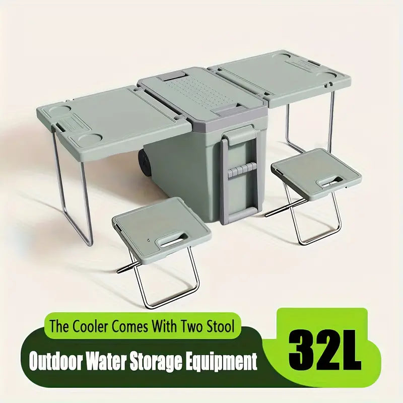NNETM 32L Portable Outdoor Cooler Box & Folding Table Chair Set-1