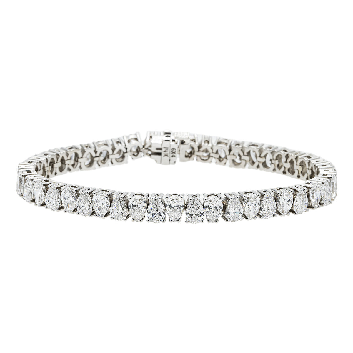AGI Certified 16.00 CTW Pear Shaped Lab Grown Diamond Tennis Bracelet - 14kt White Gold-0
