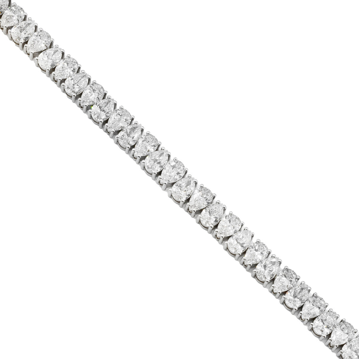 AGI Certified 16.00 CTW Pear Shaped Lab Grown Diamond Tennis Bracelet - 14kt White Gold-2
