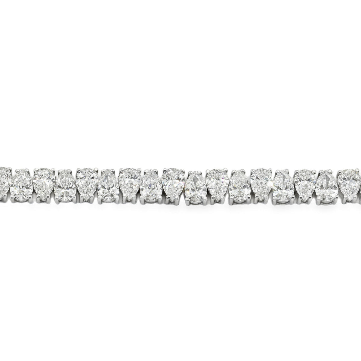 AGI Certified 16.00 CTW Pear Shaped Lab Grown Diamond Tennis Bracelet - 14kt White Gold-3