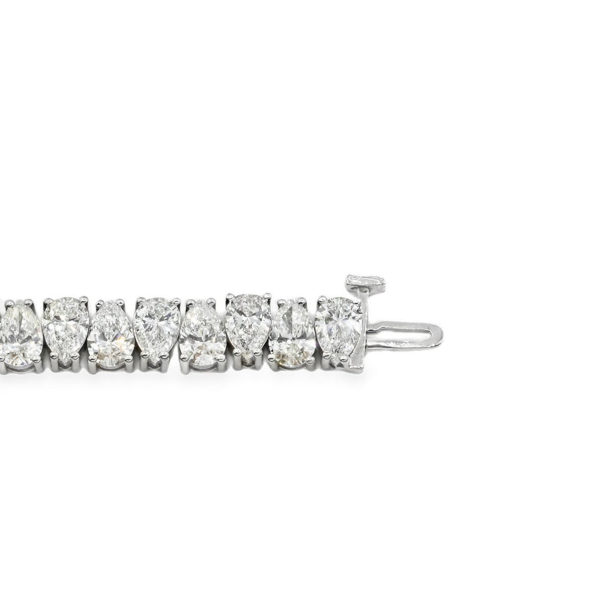 AGI Certified 16.00 CTW Pear Shaped Lab Grown Diamond Tennis Bracelet - 14kt White Gold-4