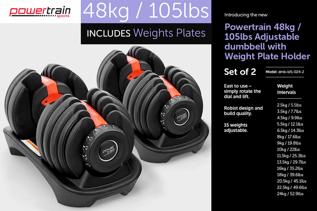 NNEDPE 48kg Powertrain Adjustable Dumbbell Home Gym Set-1
