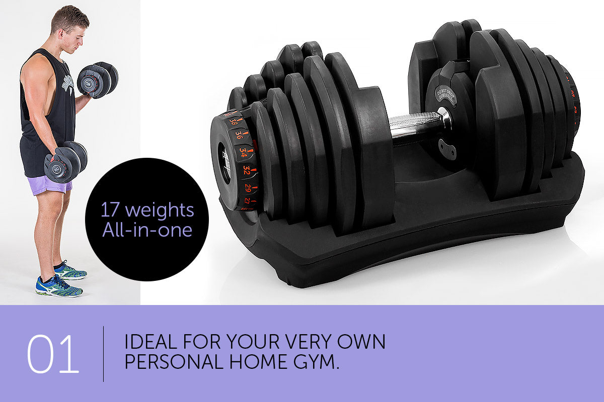 NNEDPE 2x 40kg Powertrain Adjustable Dumbbells Home Gym Set-2