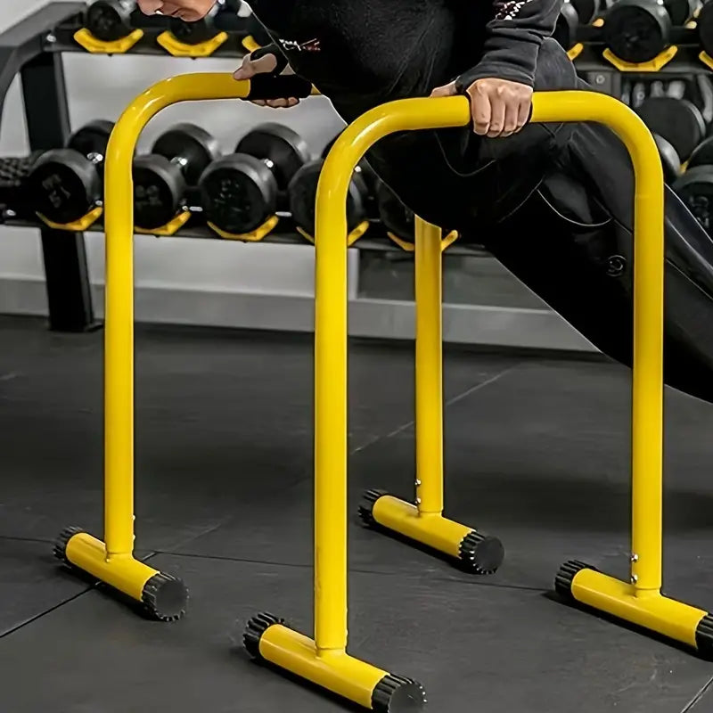 NNETM 1 Pair Multifunctional Height Adjustable Parallel Bars - Yellow-2