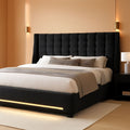 King Size Black Bed Frame Storage Drawers Charging Station-0