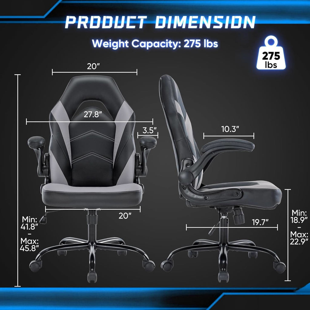 Big And Tall Leather Office Desk Gaming Chair With Adjustable Arms-1