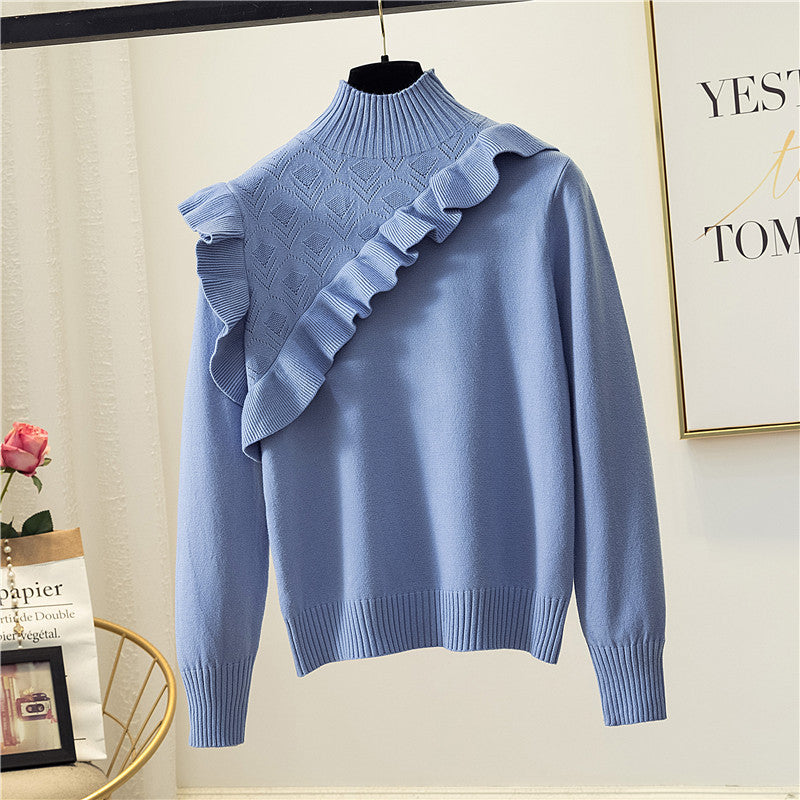 Women's 2020 Autumn Winter Sweet Ruffled Knit Sweater