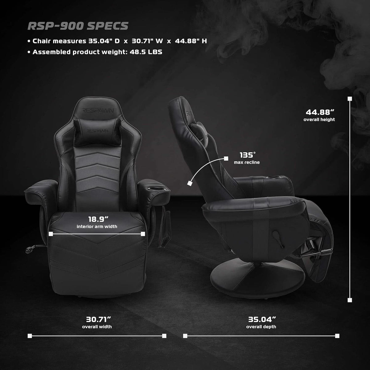 900 Gaming Recliner Black With Adjustable Leg Rest Cupholder-2