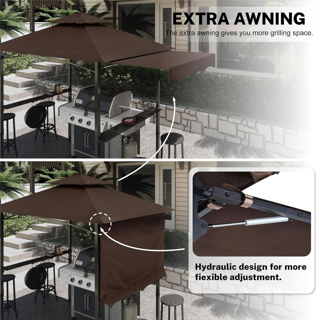 11x5 Grill Gazebo With Brown Weatherproof Lighting-3