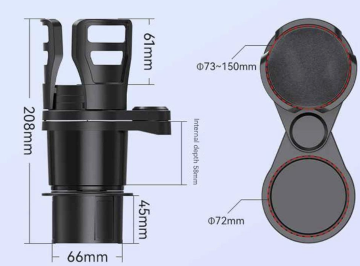 Car Cup Holder Splitter with Rotating Function