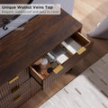 Dark Walnut Contemporary Fluted Six Drawer Dresser