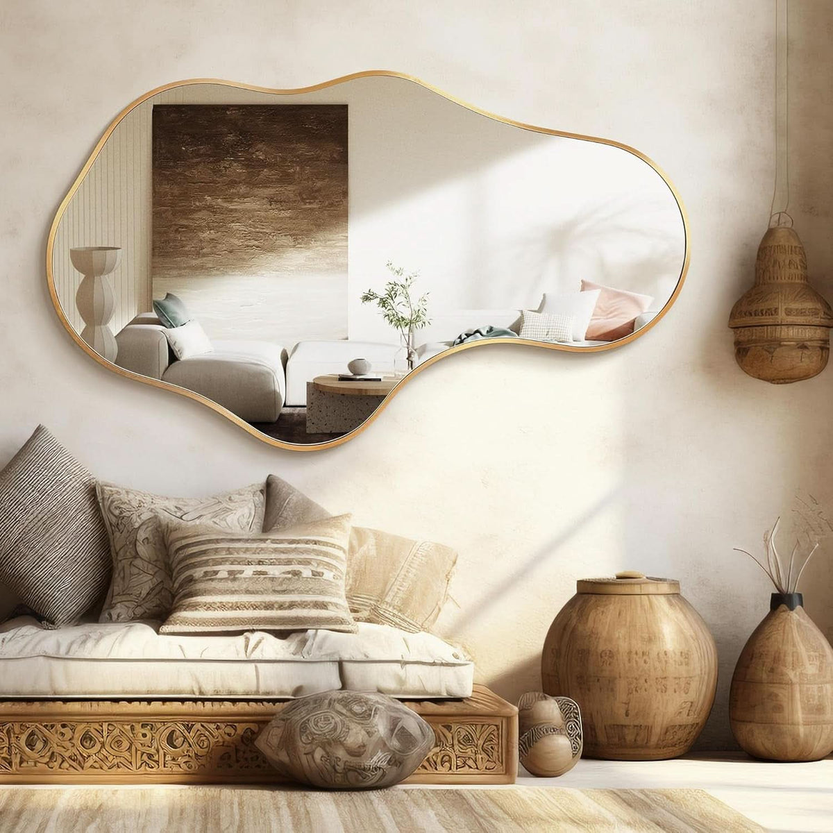 22X36 Irregular Wall Mirror Gold Aluminum Decorative-3