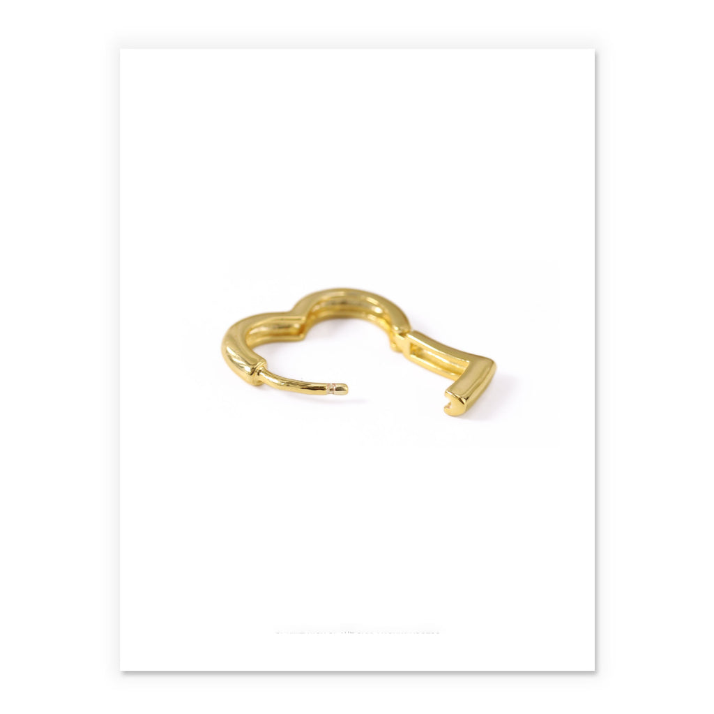 Minimalist Hollow Heart Earrings in Brass with Gold Plating
