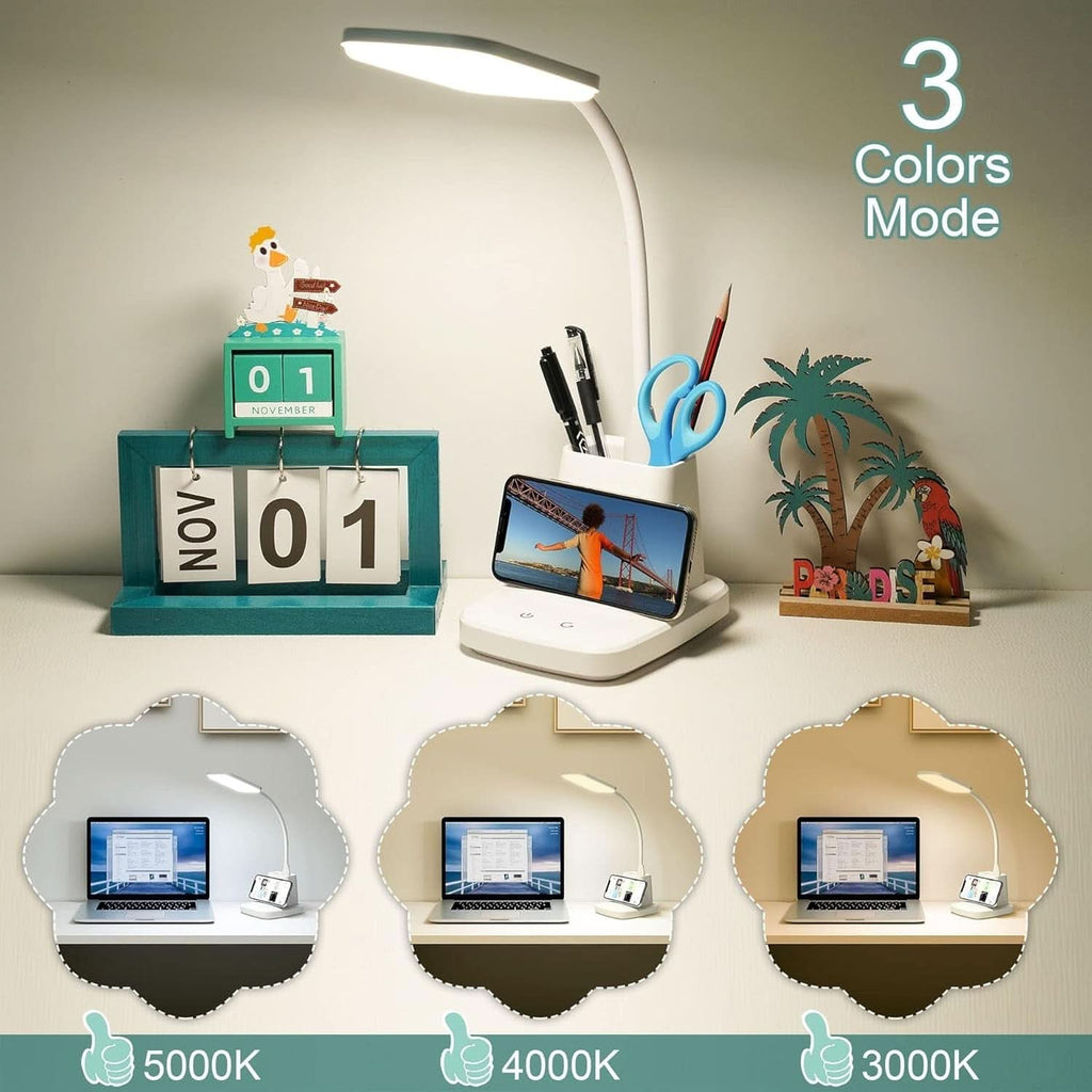 LED Desk Lamp With Wireless Charger White 800 Lumen-2