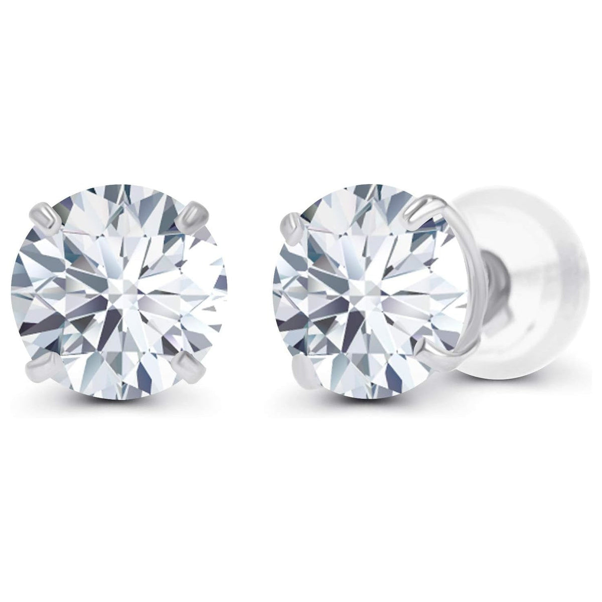1.00 CTW Round Lab-Grown Diamond Stud Earrings in 14K White or Yellow Gold – D Color VS Clarity-0