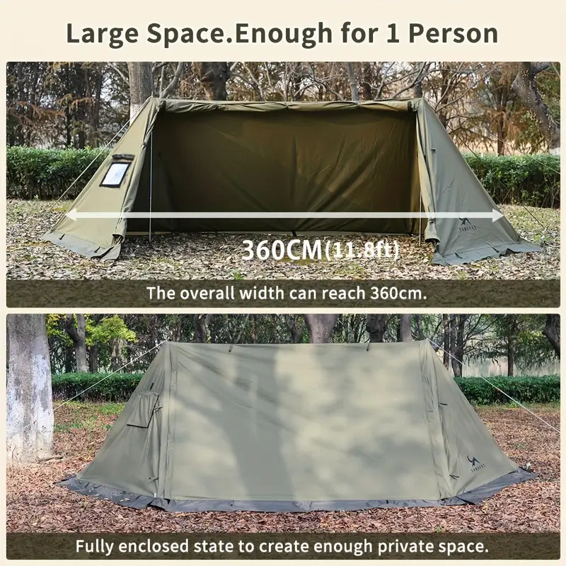 NNETM All-Season Hexagonal Camping Tent for 1-2 Persons - Army Green-3