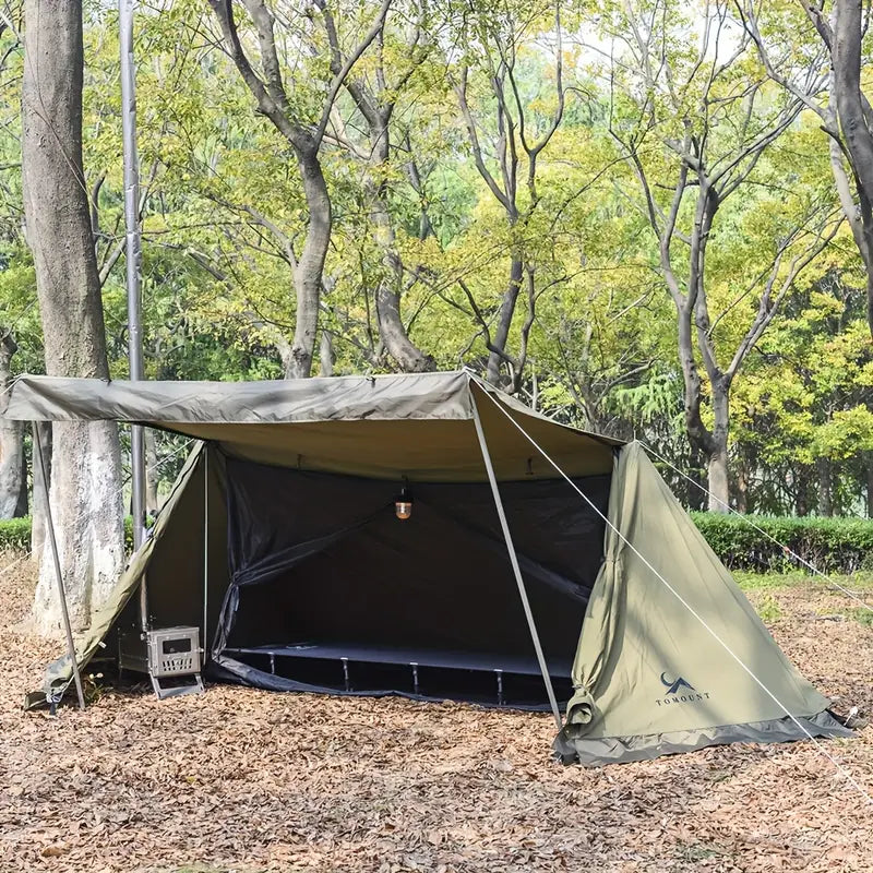 NNETM All-Season Hexagonal Camping Tent for 1-2 Persons - Army Green-4