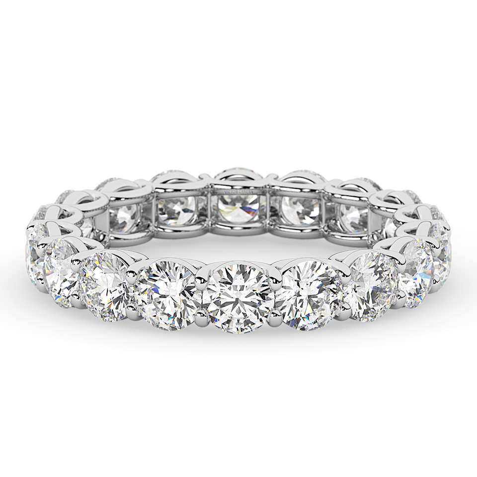 AGI Certified 2 CTW Round Lab Grown Diamond Eternity Band in 14K White Gold (F-VS)-0