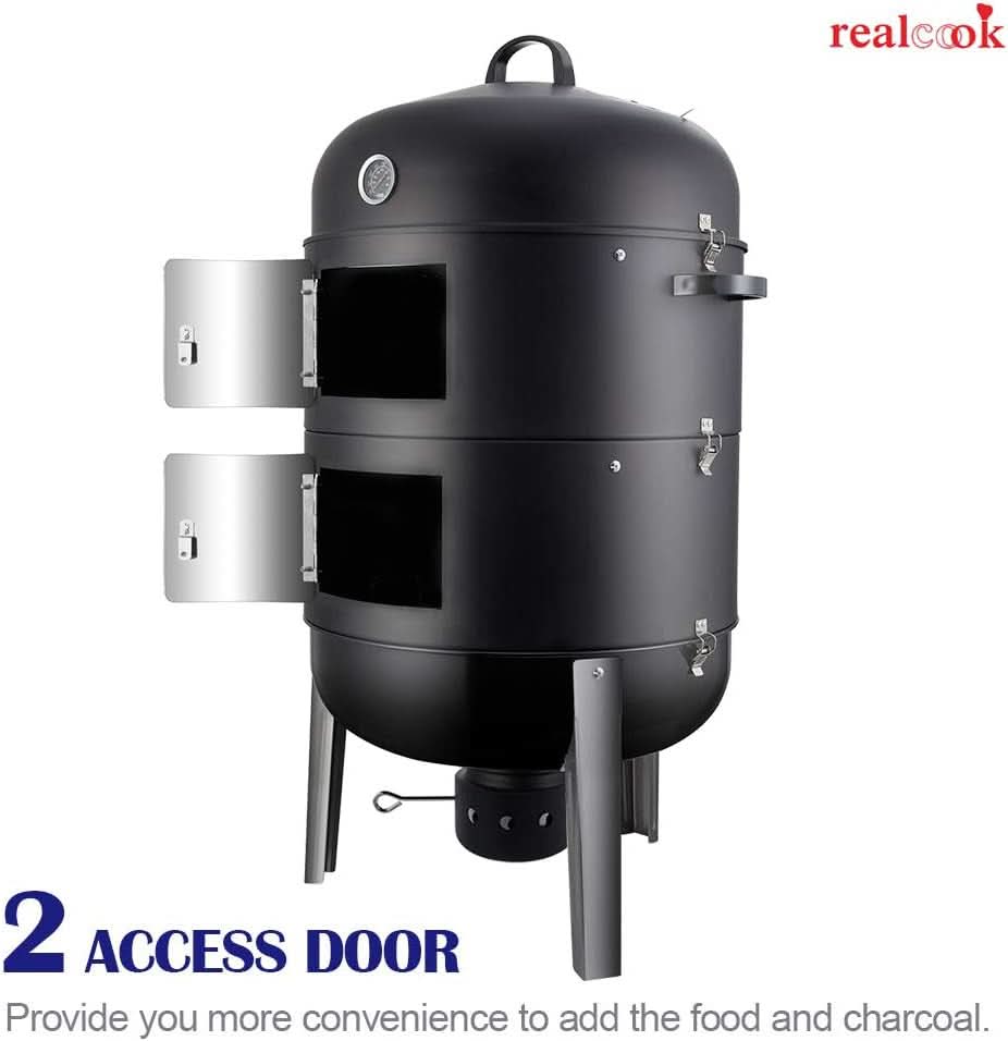20 Inches Charcoal Vertical BBQ Smoker Outdoor Cooking-4