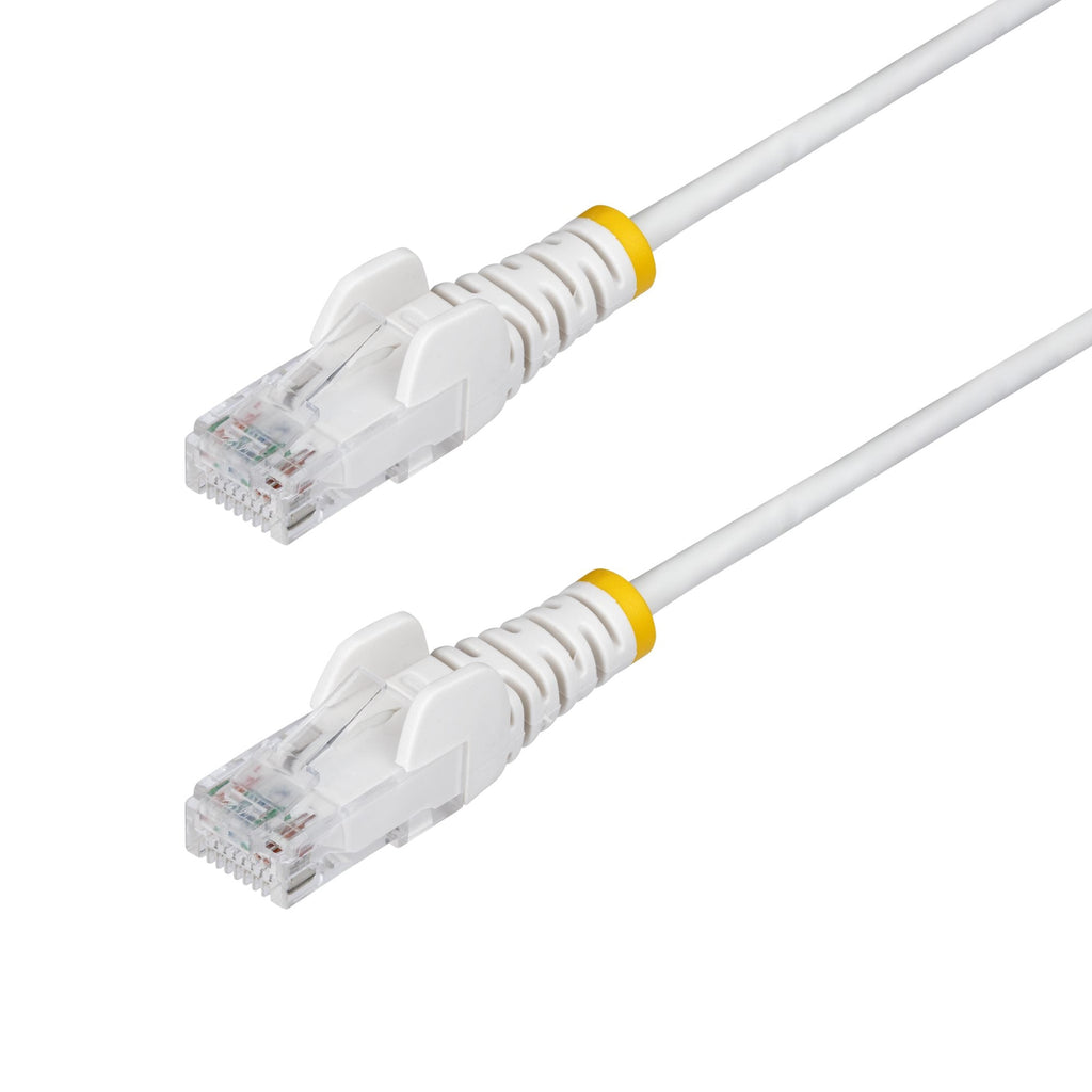 Star Tech 1.5m White Slim CAT6 Ethernet Cable, Snagless, 100W PoE, UTP, LSZH, 28AWG Pure Bare Copper Wire, Slim RJ45 Network Patch Cord w/Strain Reliefs, Individually Tested