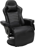 900 Gaming Recliner Black With Adjustable Leg Rest Cupholder-1