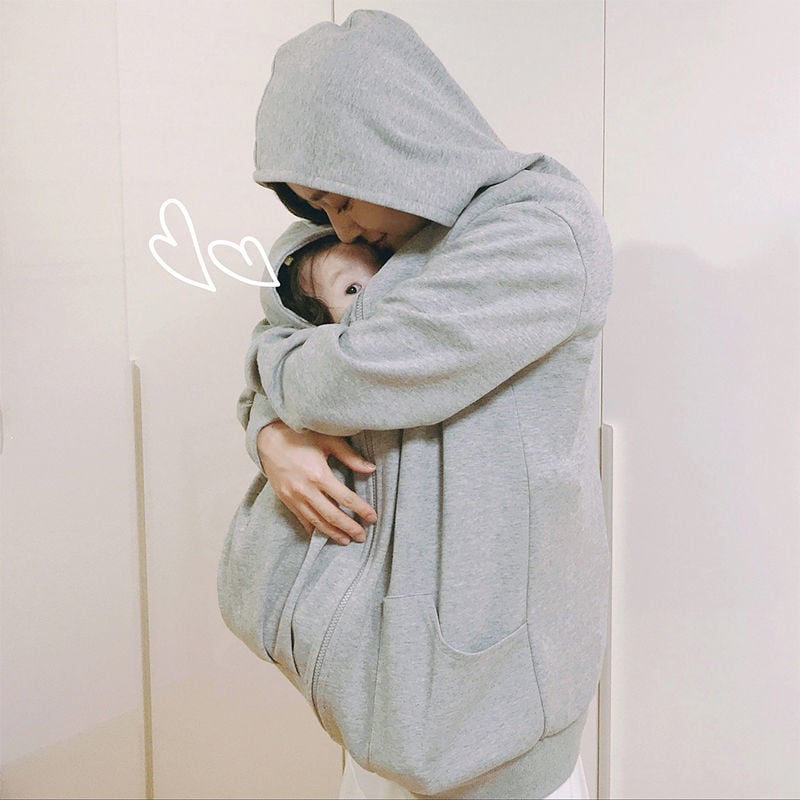 Kangaroo Mother Baby Plush Nursing Sweater Coat