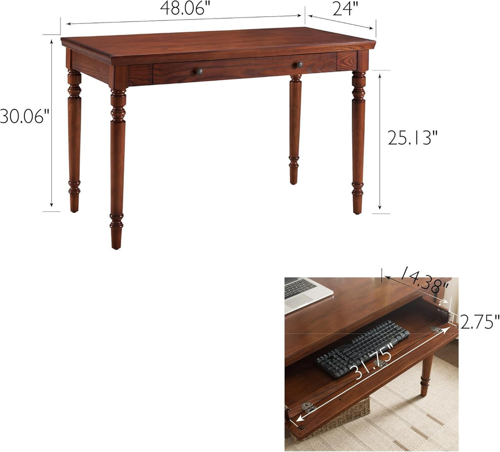 Mission Oak Finish Desk 48Inch Solid Wood Keyboard Drawer-2
