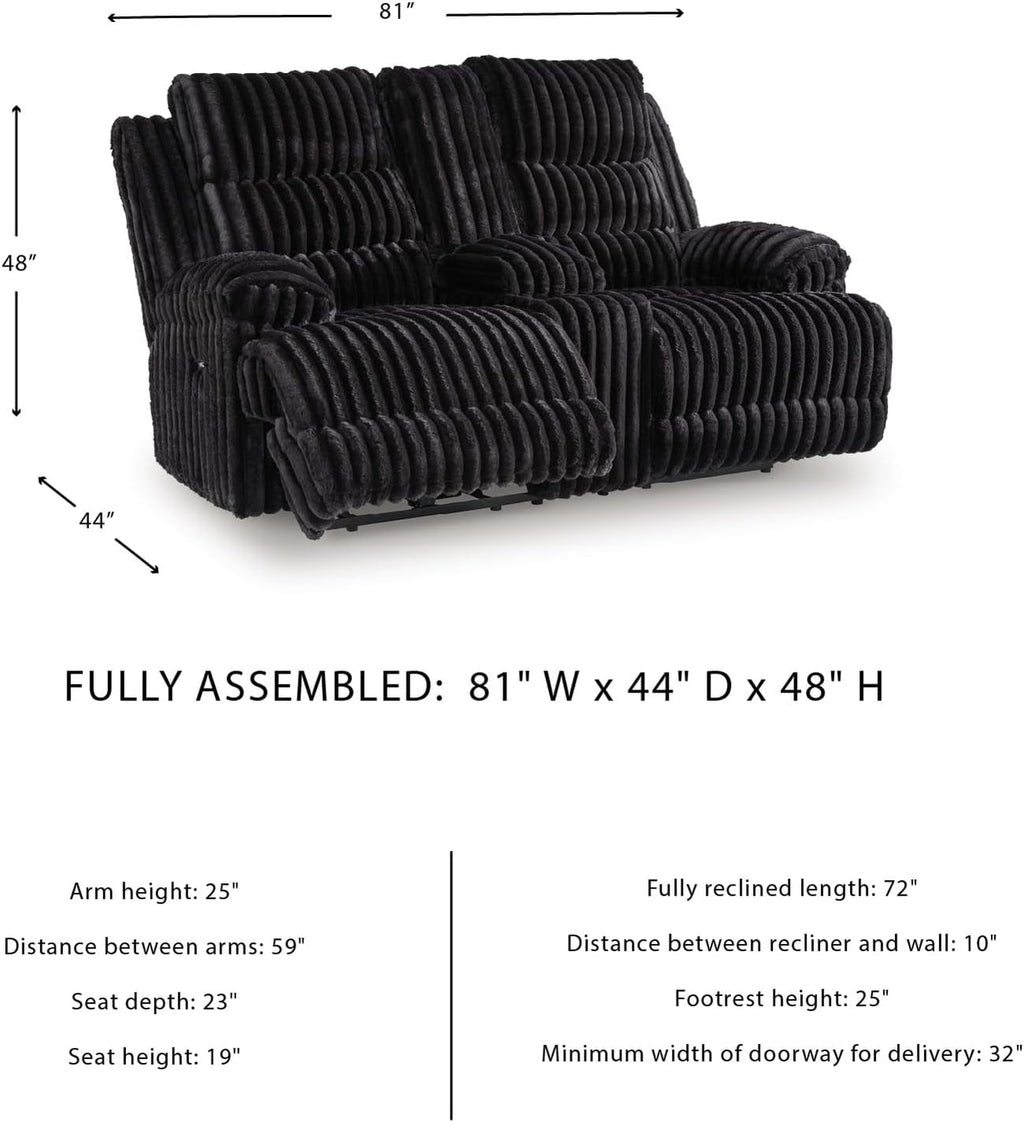 Black Contemporary Reclining Loveseat With USB Charging