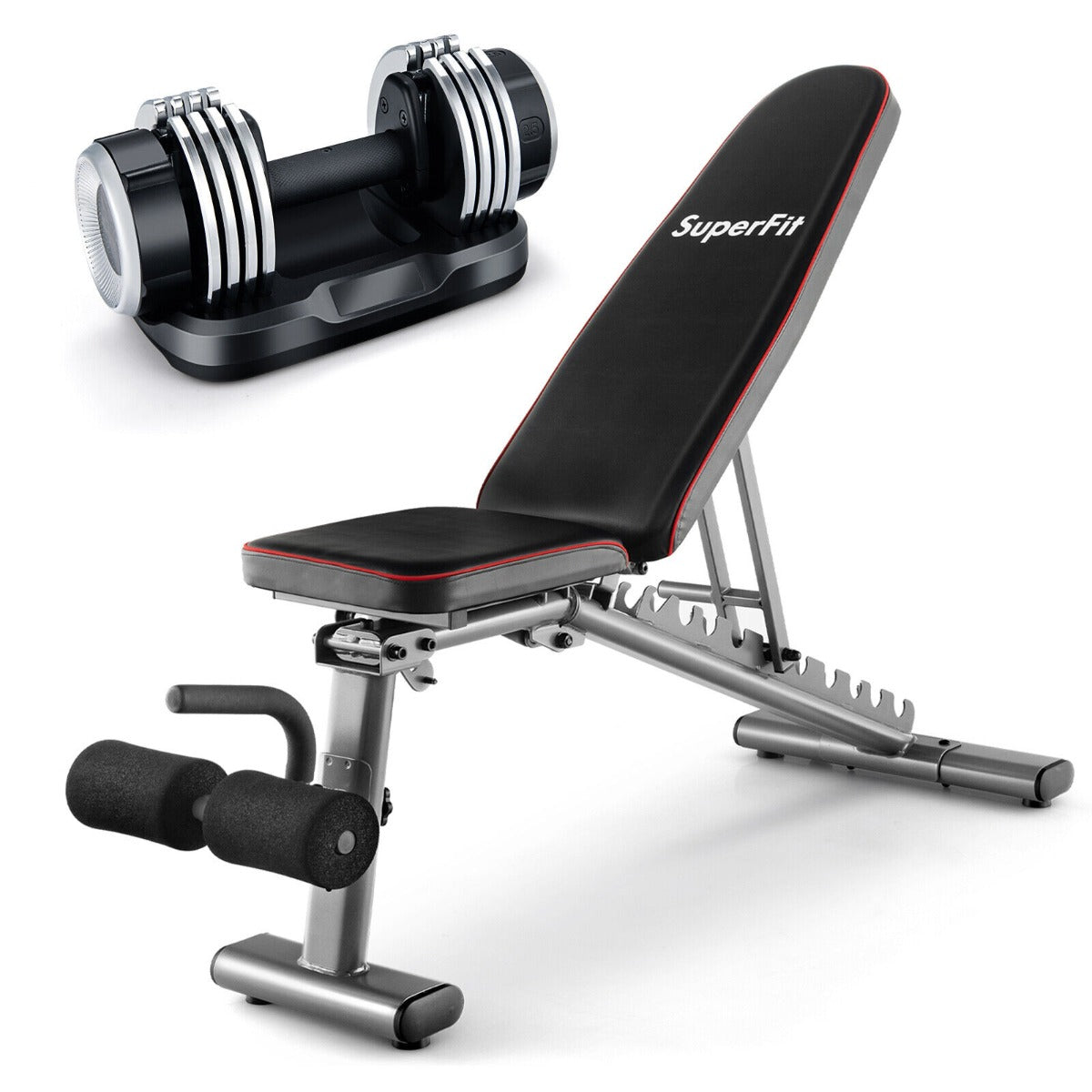 NNECW Adjustable Weight Bench with 12KG Adjustable Dumbbell Set-1