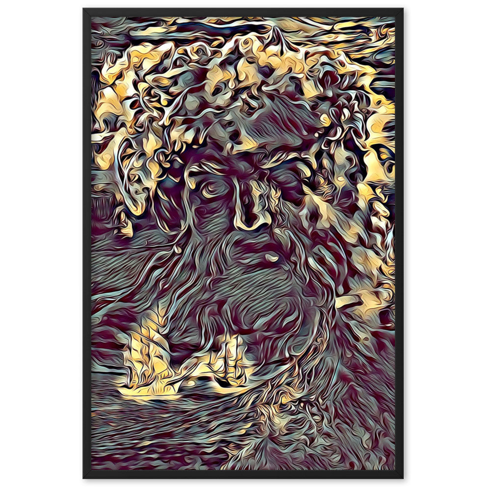 WHEN POSEIDON ASKED THE WAVES TO DANCE TALE Framed Poster