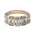 AGI Certified 3.50 CTW Emerald Cut Five Stone Bezel Set Lab Grown Diamond Band 14k Gold-0