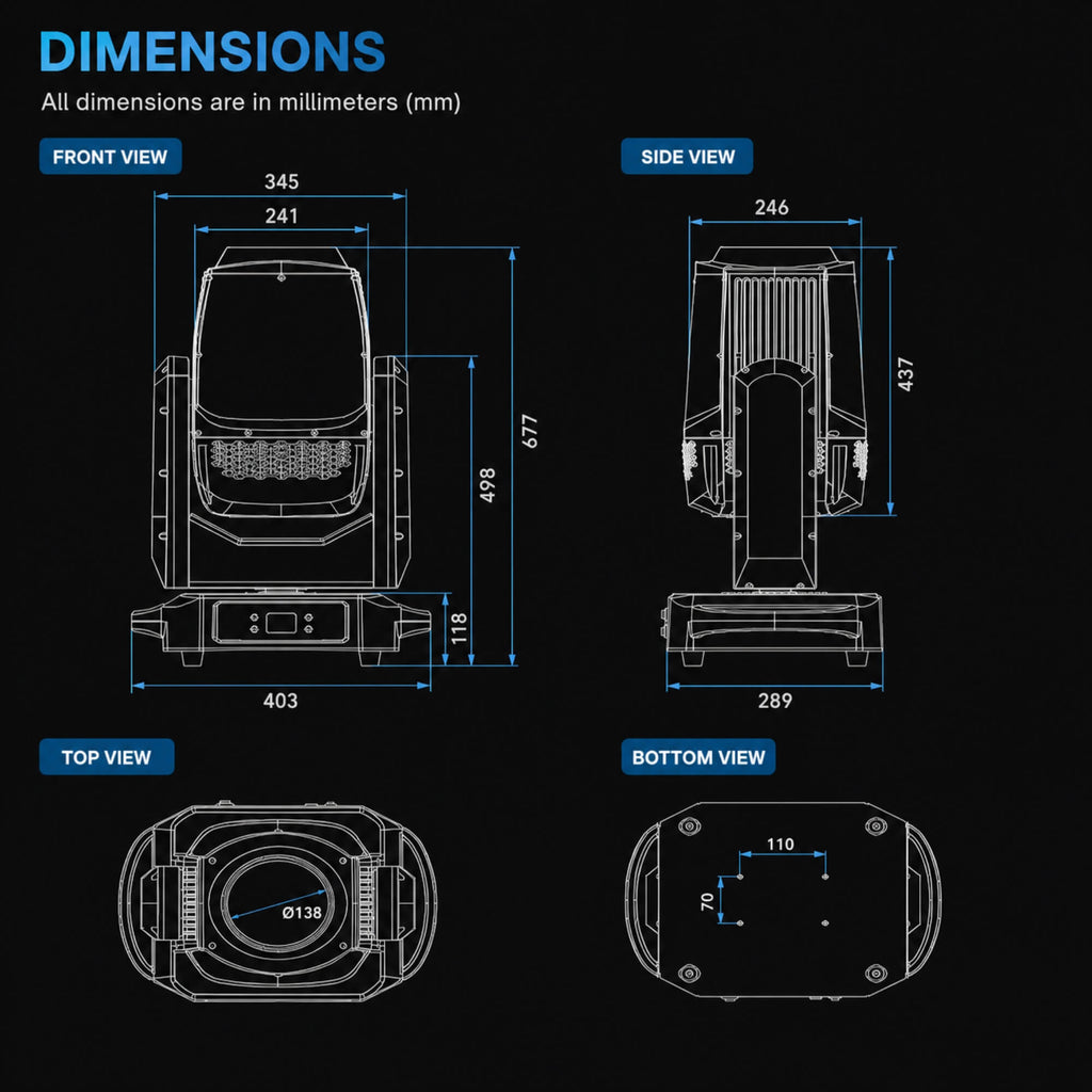 FO25 DMX512 IP66 BSW Moving Head Light 420W for Outdoor Stages-4
