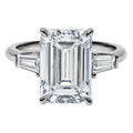 5.50 CTW IGI Certified F/VS Lab Grown Emerald Cut Diamond Ring with Tapered Baguettes in 14K White Gold-0