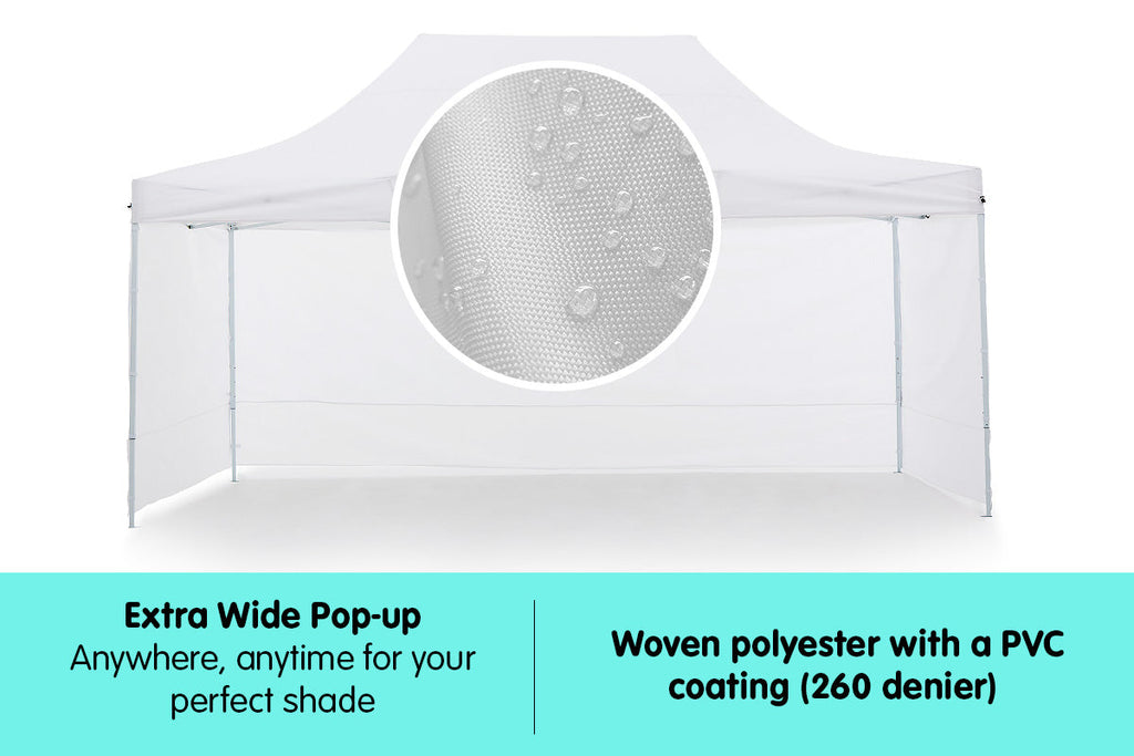 NNEDPE Gazebo Tent Marquee 3x4.5m PopUp Outdoor Wallaroo White-2