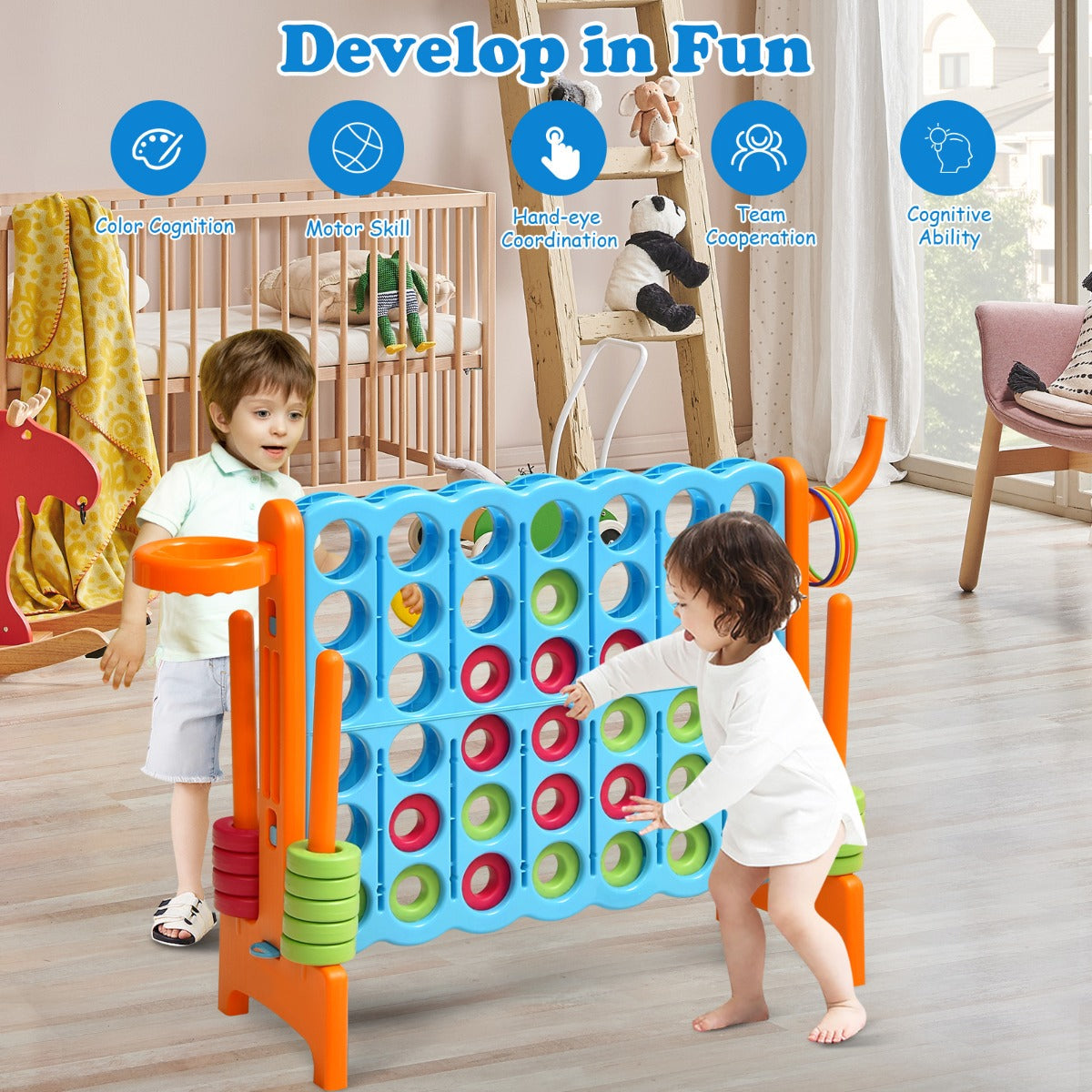 NNECW Jumbo 4-to-Score Giant Game Set for Kids-Orange-2